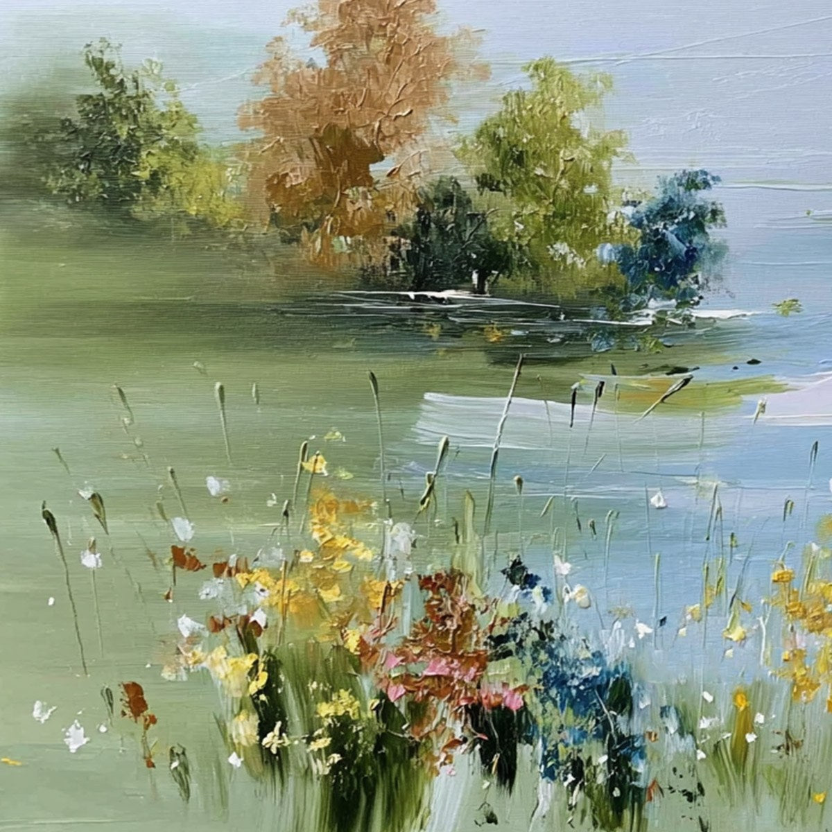 WHISPERING MEADOW: Textured Impasto Wildflower Landscape Painting - Image 3