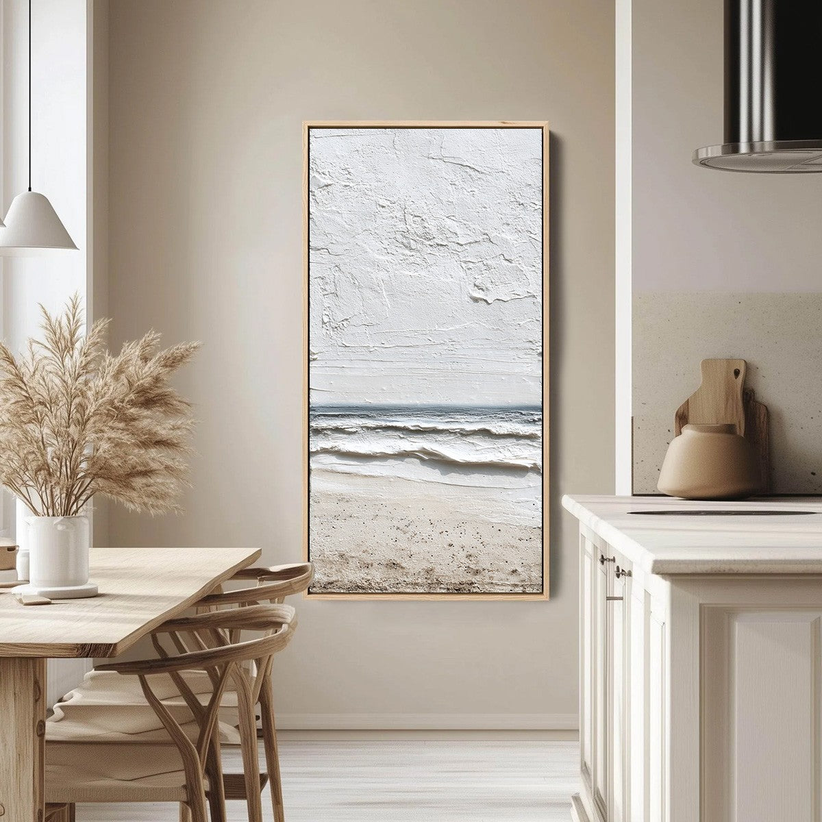 WHISPERING TIDE: Textured Wabi Sabi Beach Scene Painting - Image 6