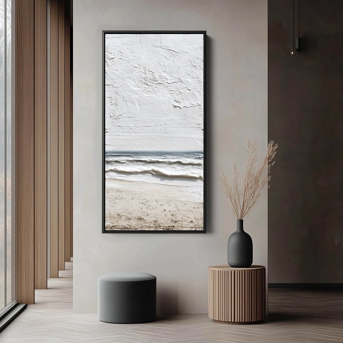 WHISPERING TIDE: Textured Wabi Sabi Beach Scene Painting - Image 5