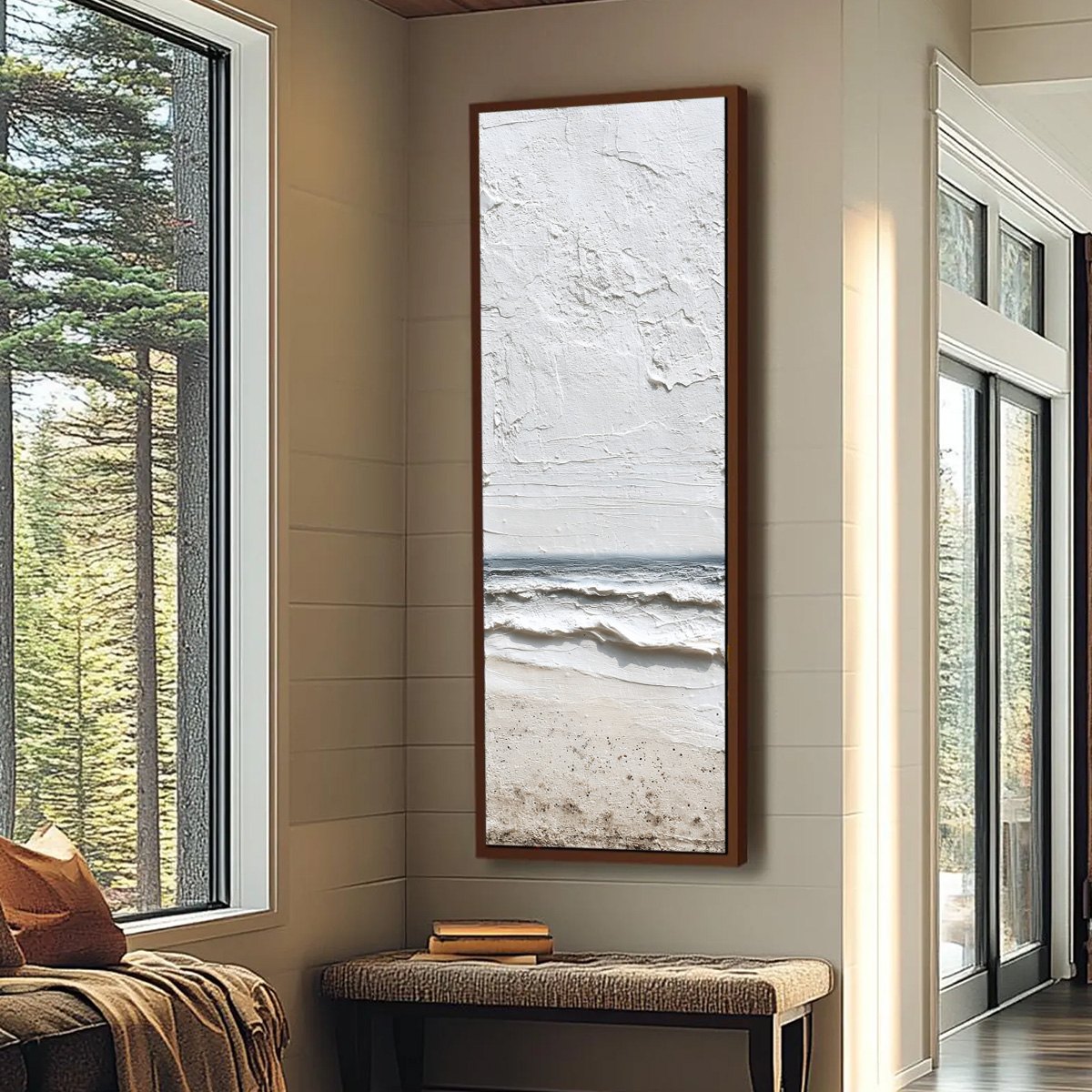 WHISPERING TIDE: Textured Wabi Sabi Beach Scene Painting - Image 10