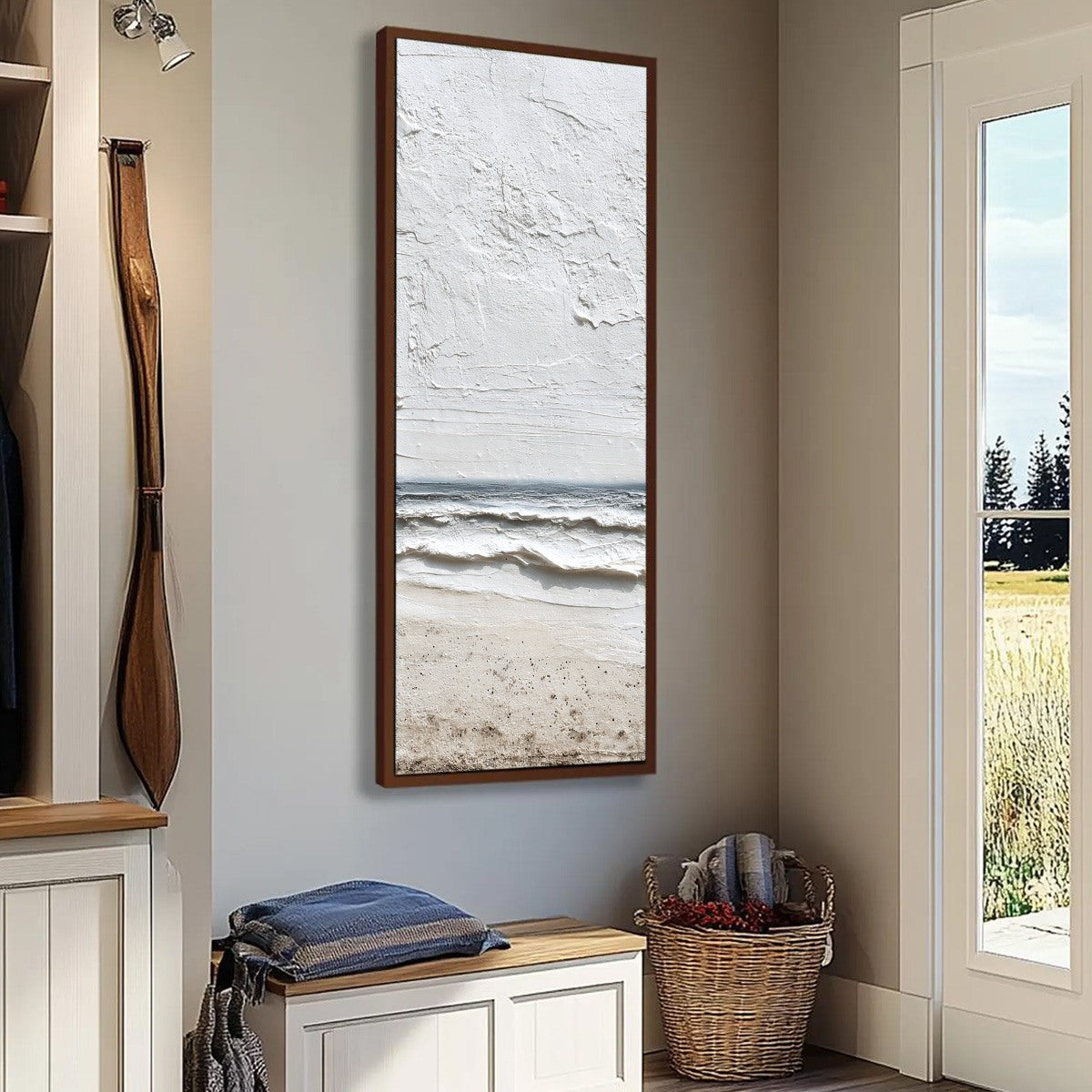 WHISPERING TIDE: Textured Wabi Sabi Beach Scene Painting - Image 11