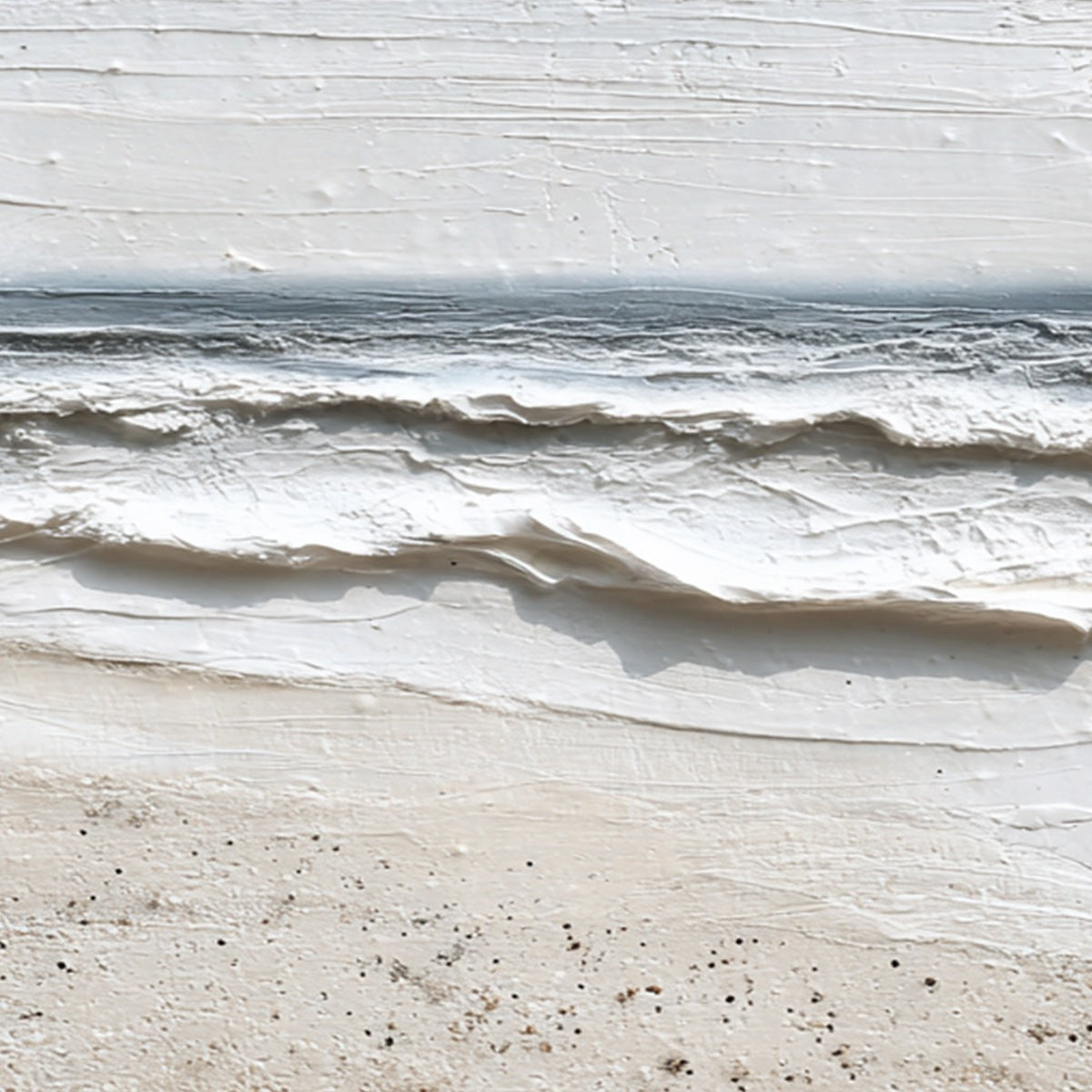 WHISPERING TIDE: Textured Wabi Sabi Beach Scene Painting - Image 7