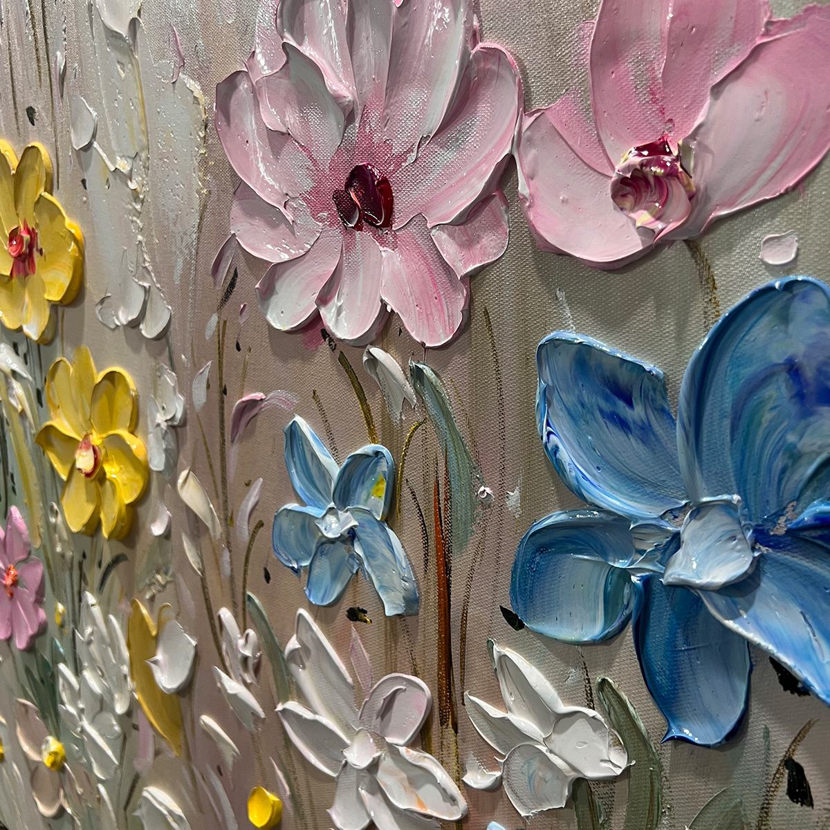 WHISPERING MEADOW: Textured Floral Impasto Oil Painting - Image 4
