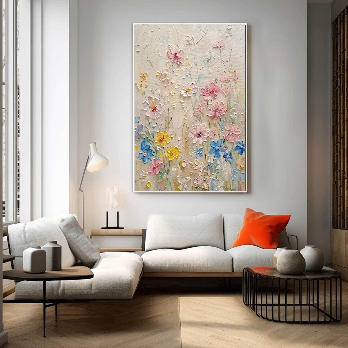 WHISPERING MEADOW: Textured Floral Impasto Oil Painting - Image 8