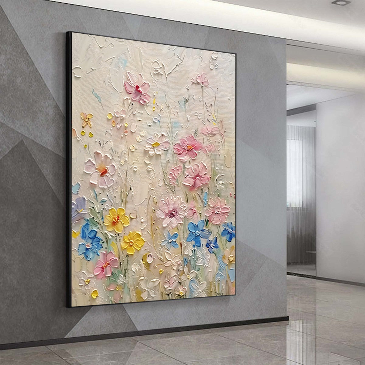 WHISPERING MEADOW: Textured Floral Impasto Oil Painting - Image 5