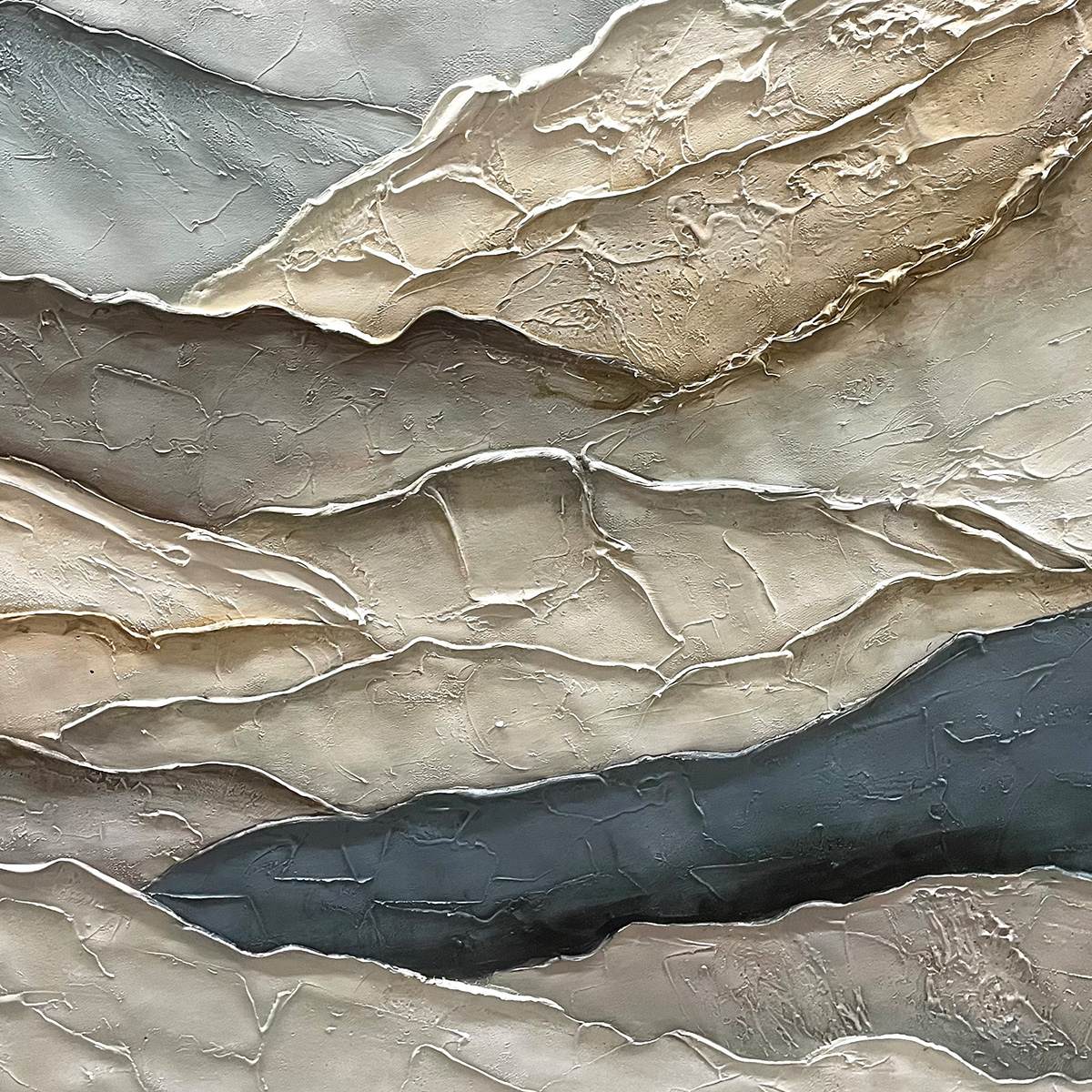 WHISPERING RIDGES: Textured Wabi Sabi Mountain Landscape Painting - Image 4