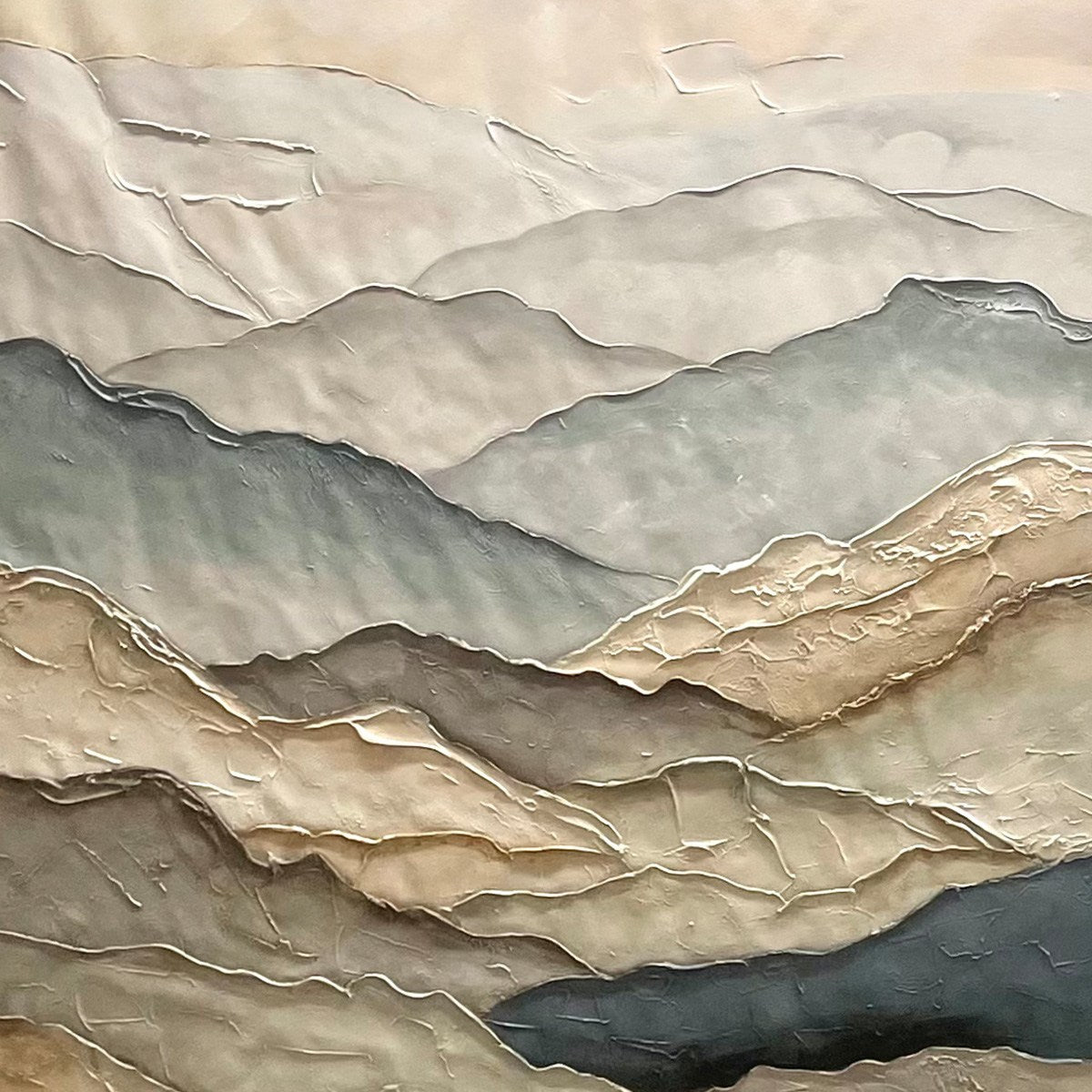 WHISPERING RIDGES: Textured Wabi Sabi Mountain Landscape Painting - Image 7