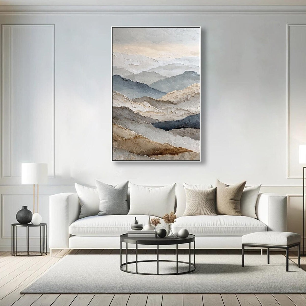 WHISPERING RIDGES: Textured Wabi Sabi Mountain Landscape Painting - Image 9