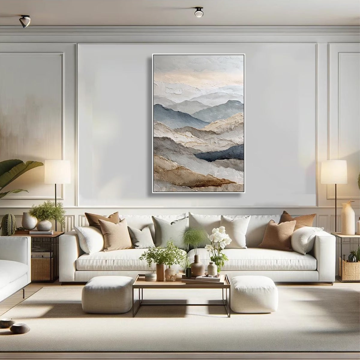 WHISPERING RIDGES: Textured Wabi Sabi Mountain Landscape Painting - Image 10