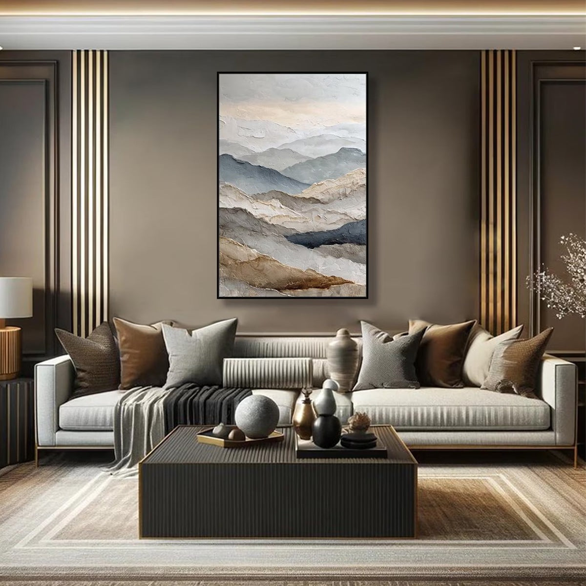 WHISPERING RIDGES: Textured Wabi Sabi Mountain Landscape Painting - Image 12