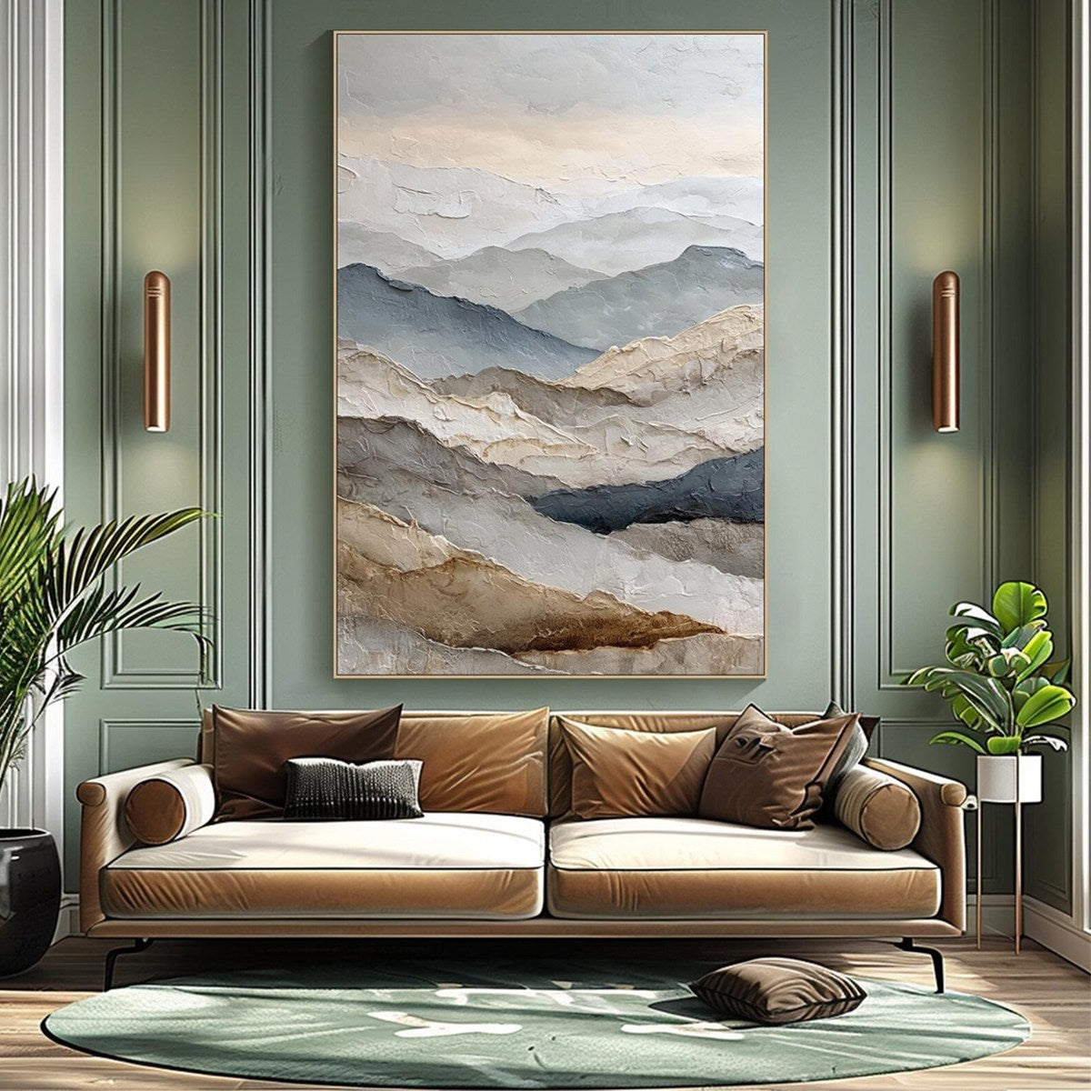 WHISPERING RIDGES: Textured Wabi Sabi Mountain Landscape Painting - Image 6