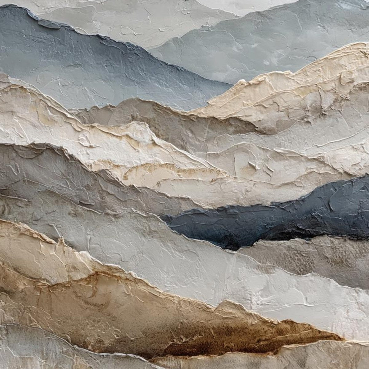WHISPERING RIDGES: Textured Wabi Sabi Mountain Landscape Painting - Image 5