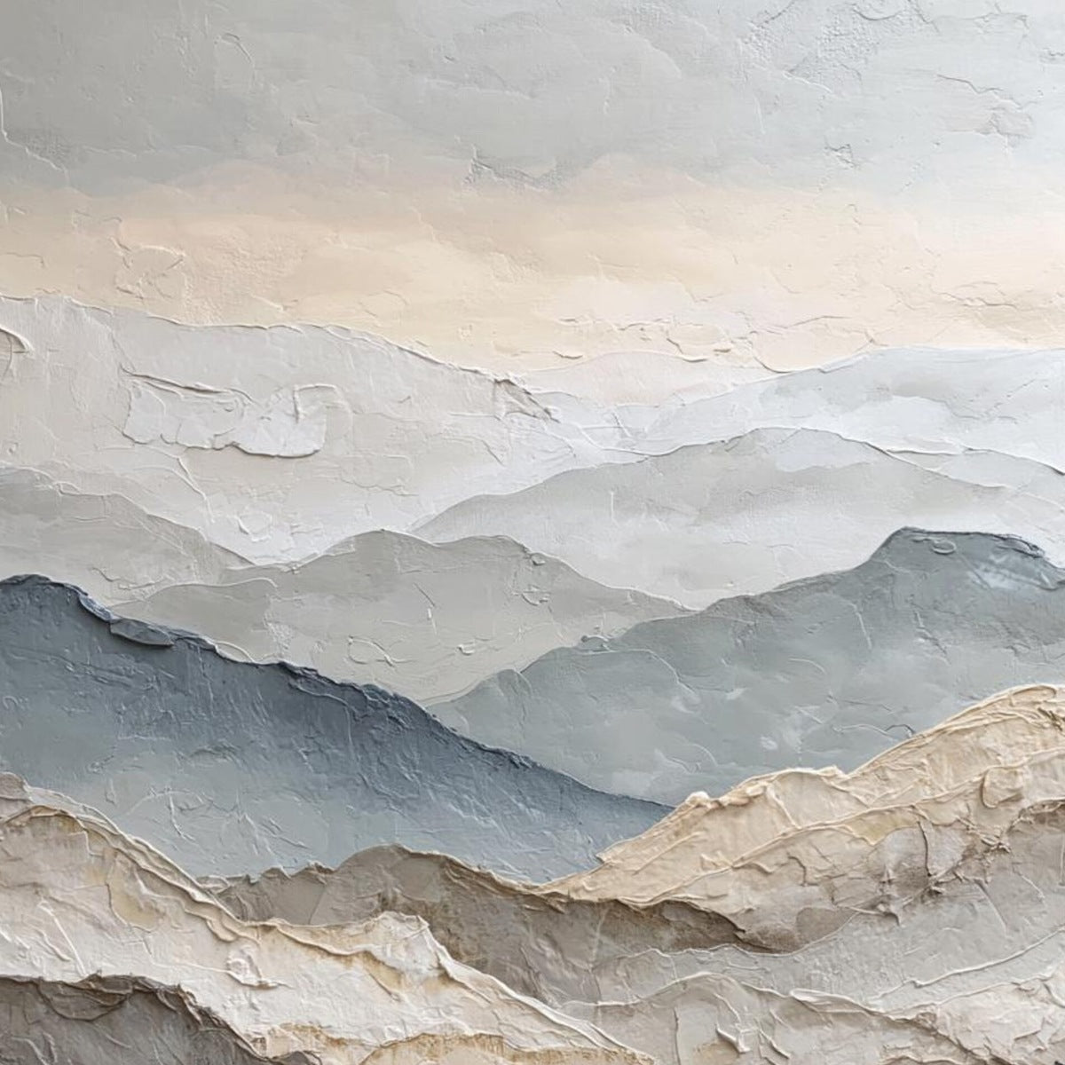 WHISPERING RIDGES: Textured Wabi Sabi Mountain Landscape Painting - Image 8