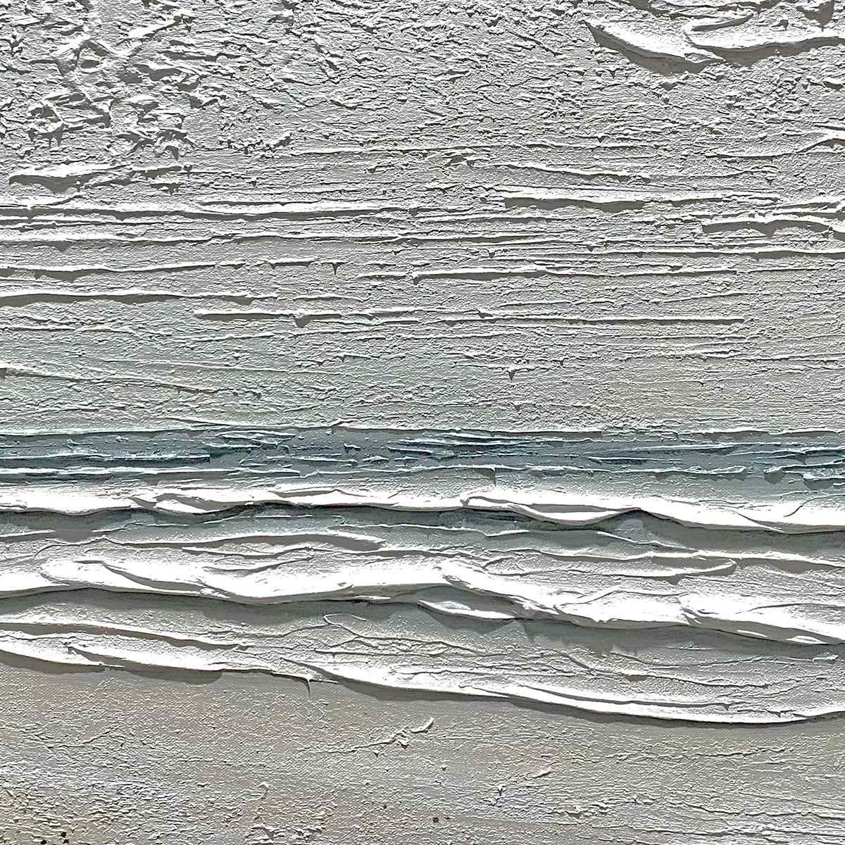 WHISPERING TIDE: Textured Wabi Sabi Beach Scene Painting - Image 8