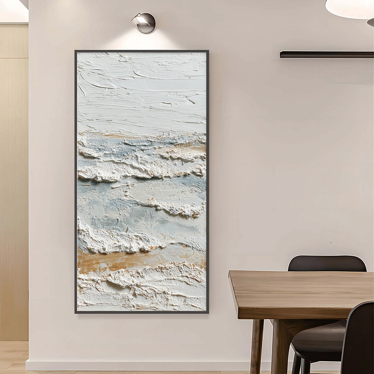 WHISPERING TIDES: Heavily Textured Wabi Sabi Seascape Painting - Image 4