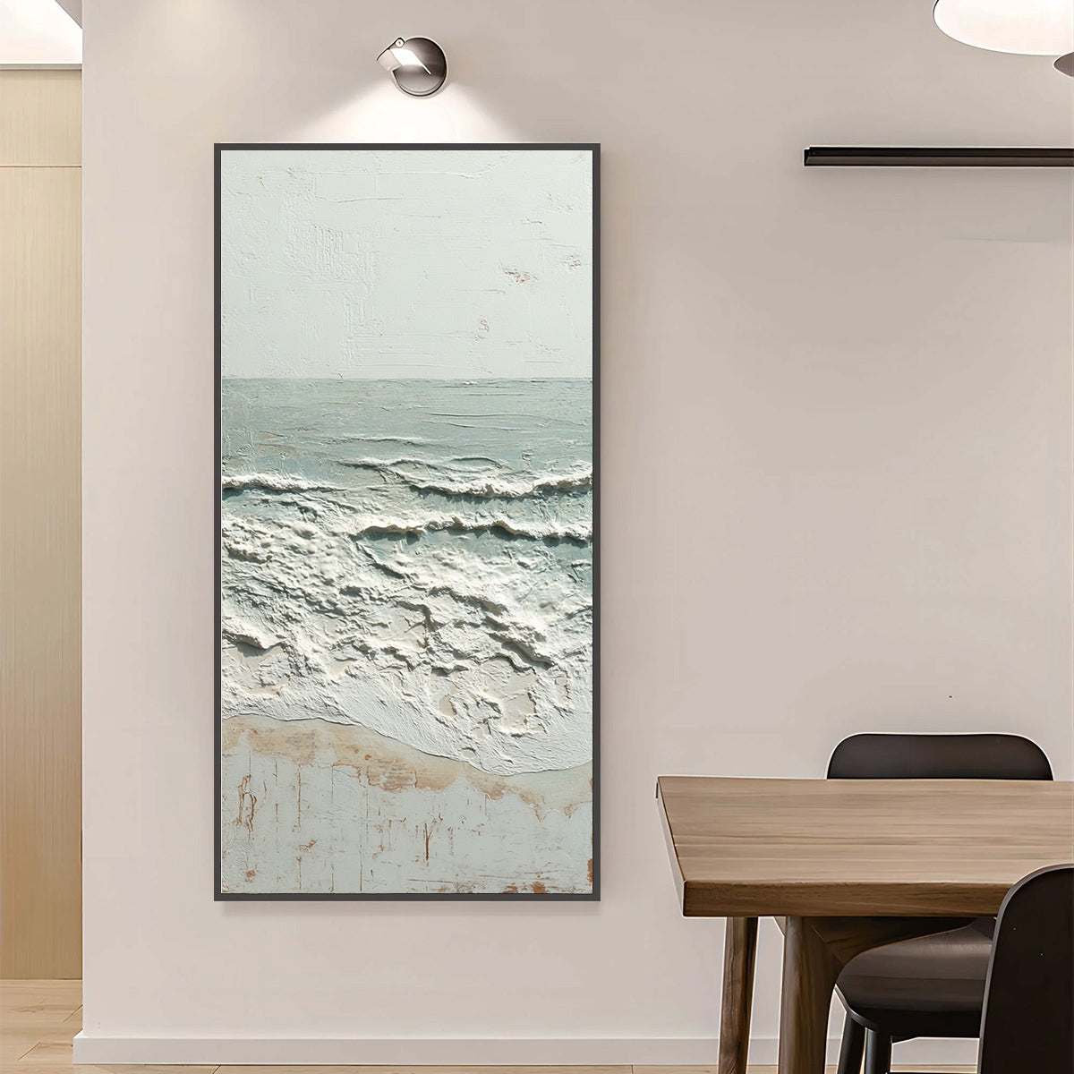 WHISPERING TIDE: Textured Minimalist Impasto Seascape Painting - Image 4