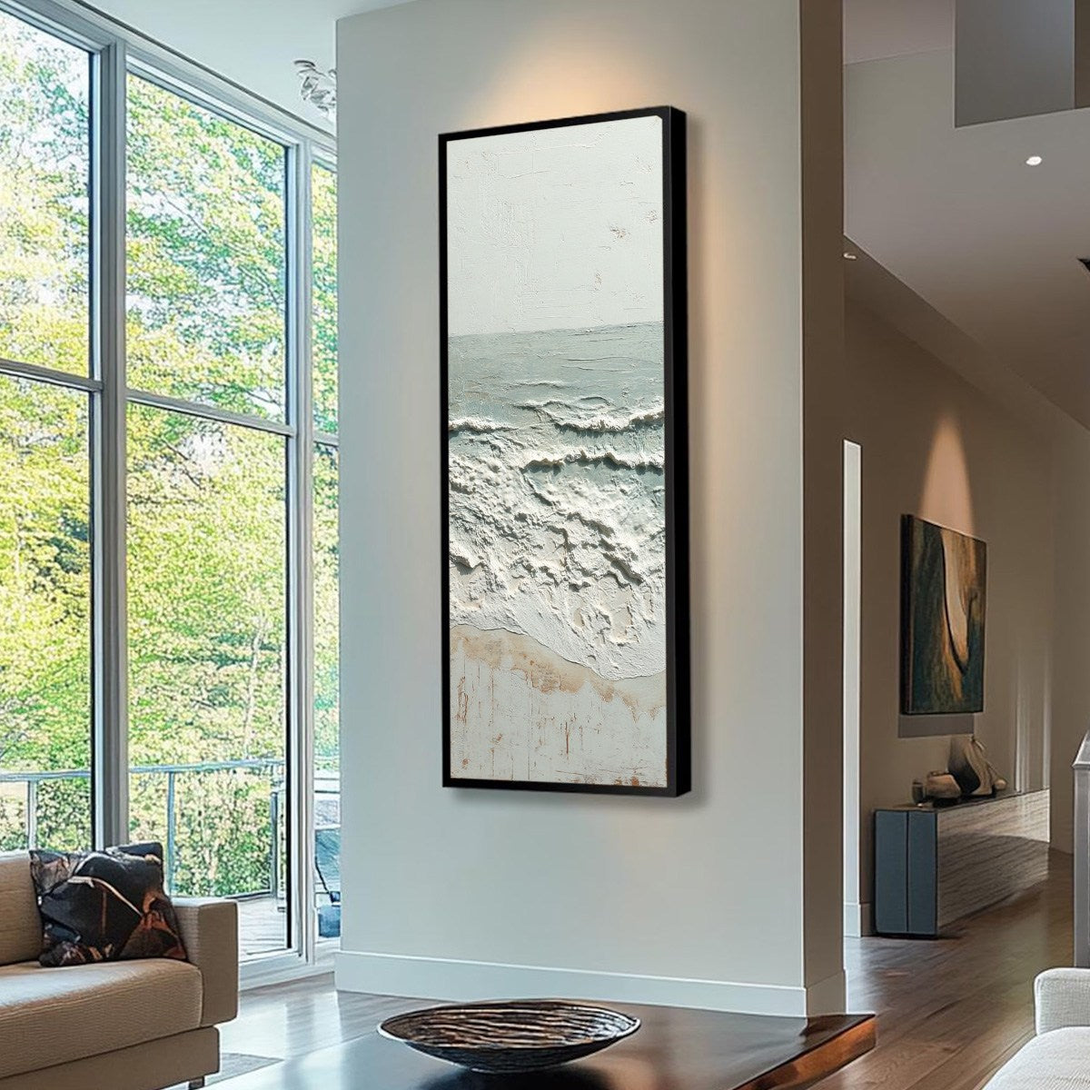 WHISPERING TIDE: Textured Minimalist Impasto Seascape Painting - Image 7