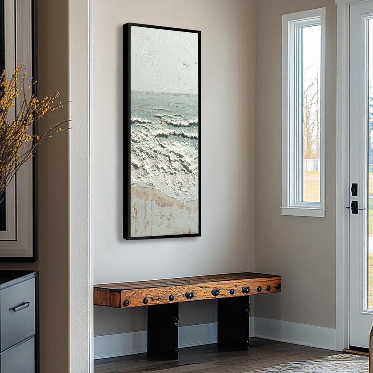 WHISPERING TIDE: Textured Minimalist Impasto Seascape Painting - Image 8