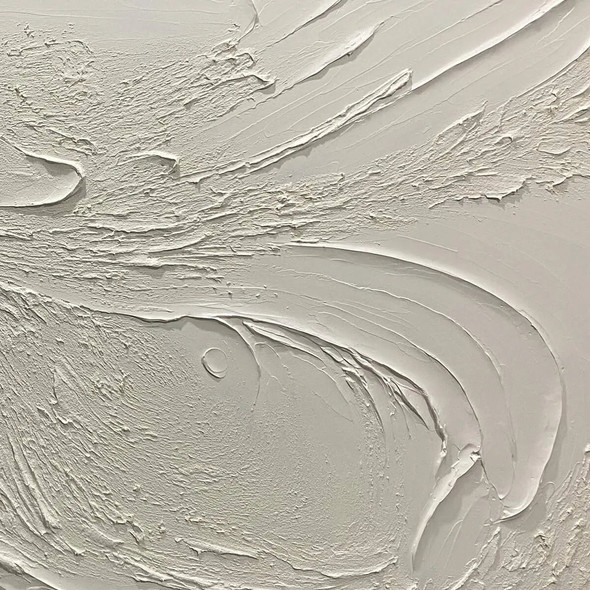 WHISPERING WINDS: White Beige Textured Abstract Oil Painting - Image 3