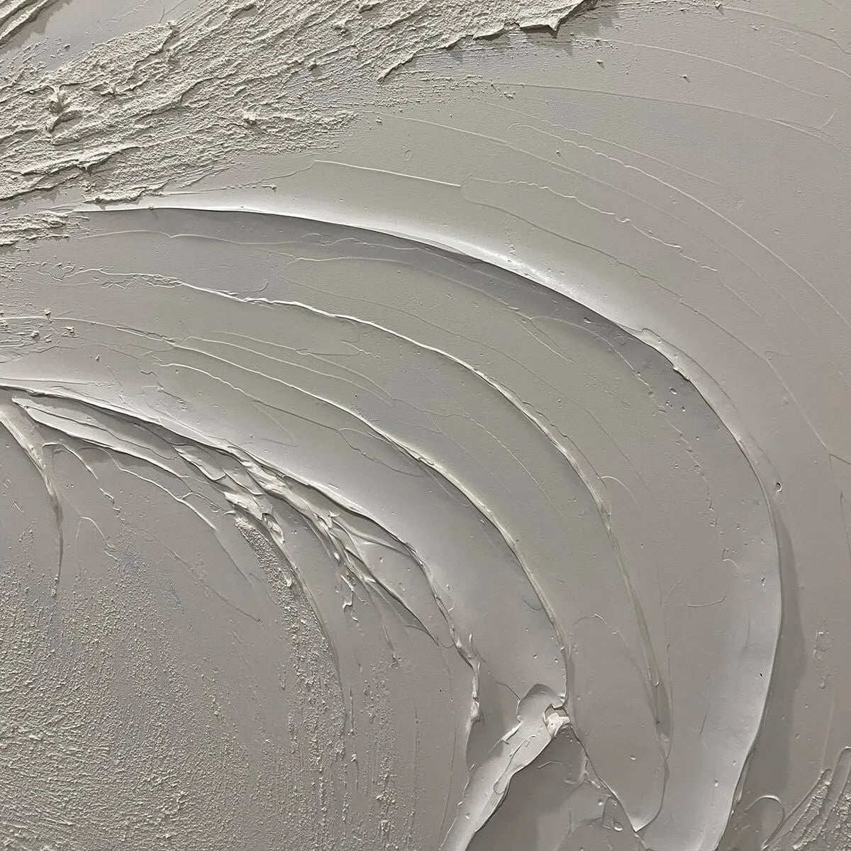 WHISPERING WINDS: White Beige Textured Abstract Oil Painting - Image 6