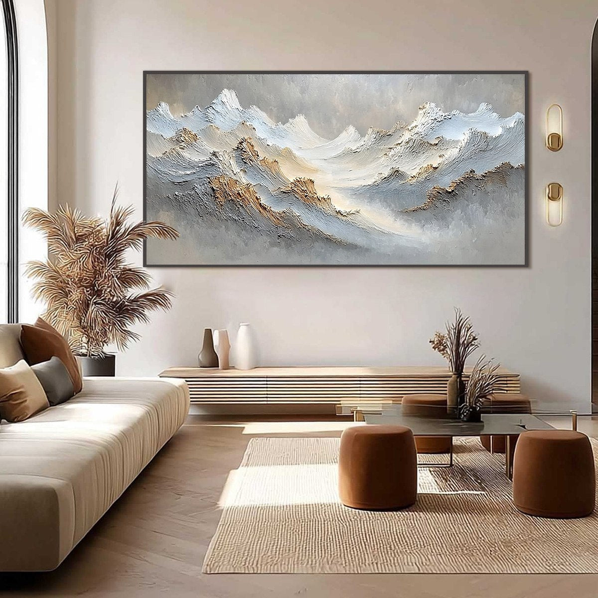 WHISPERS OF THE PEAK: Large Textured Wabi Sabi Abstract Mountain Painting - Image 6