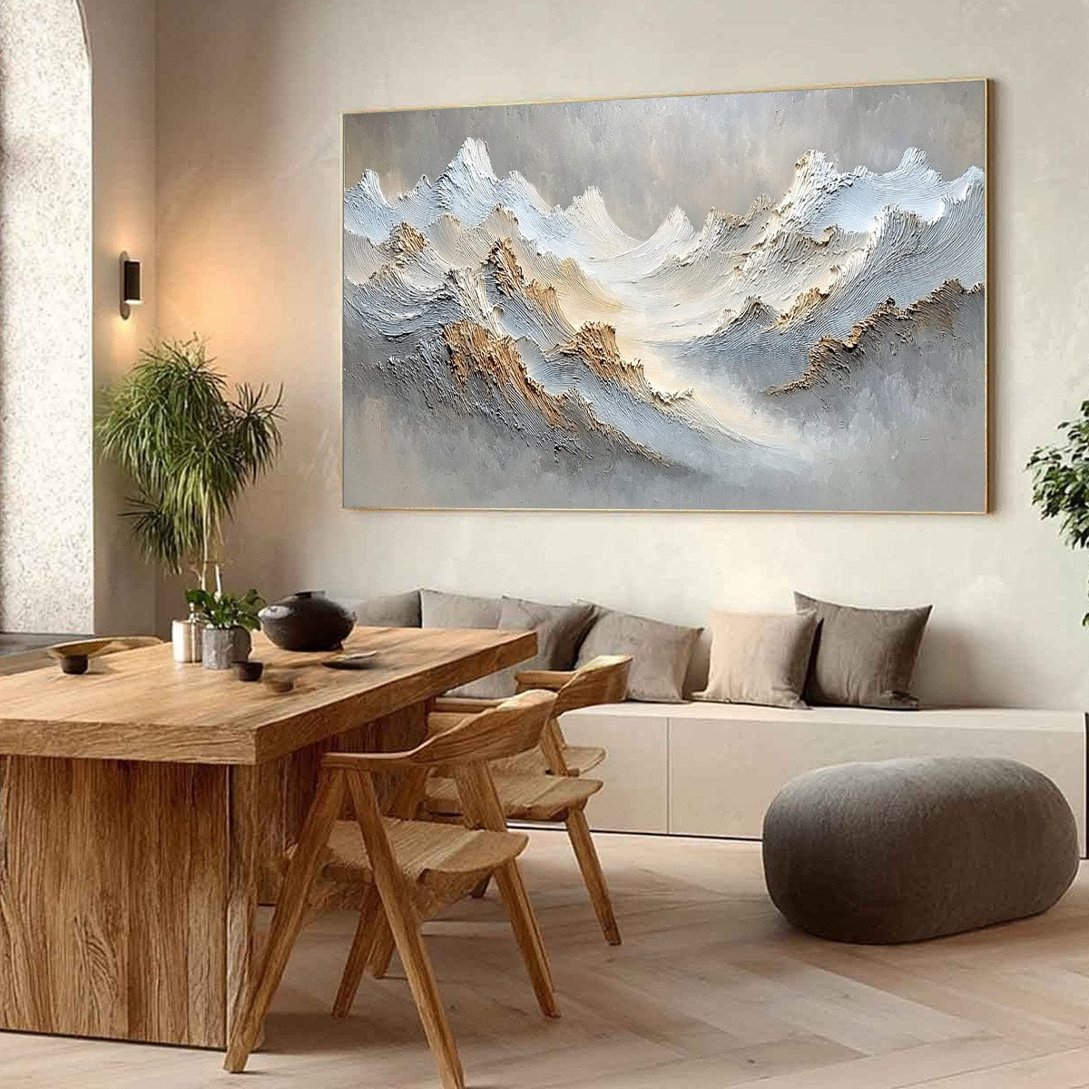 WHISPERS OF THE PEAK: Large Textured Wabi Sabi Abstract Mountain Painting - Image 7