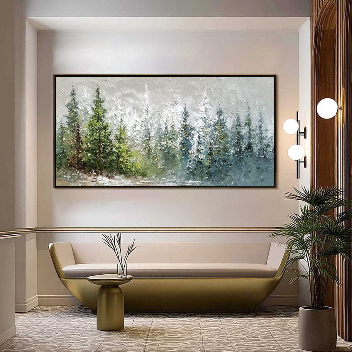 WHISPERS OF THE PINES: Textured Impasto Pine Forest Landscape Painting - Image 2