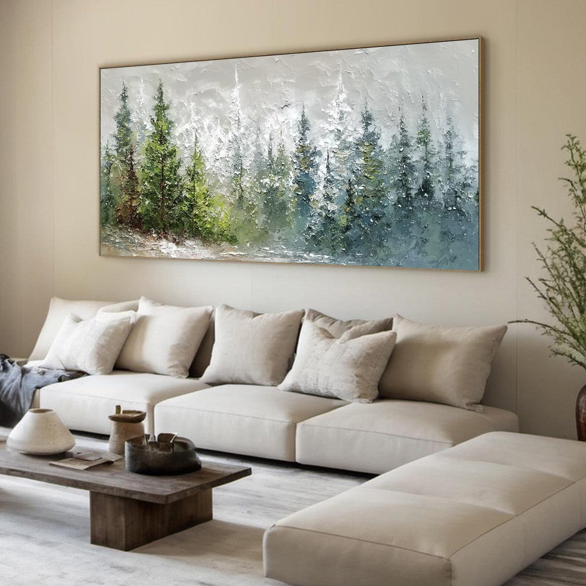 WHISPERS OF THE PINES: Textured Impasto Pine Forest Landscape Painting - Image 8
