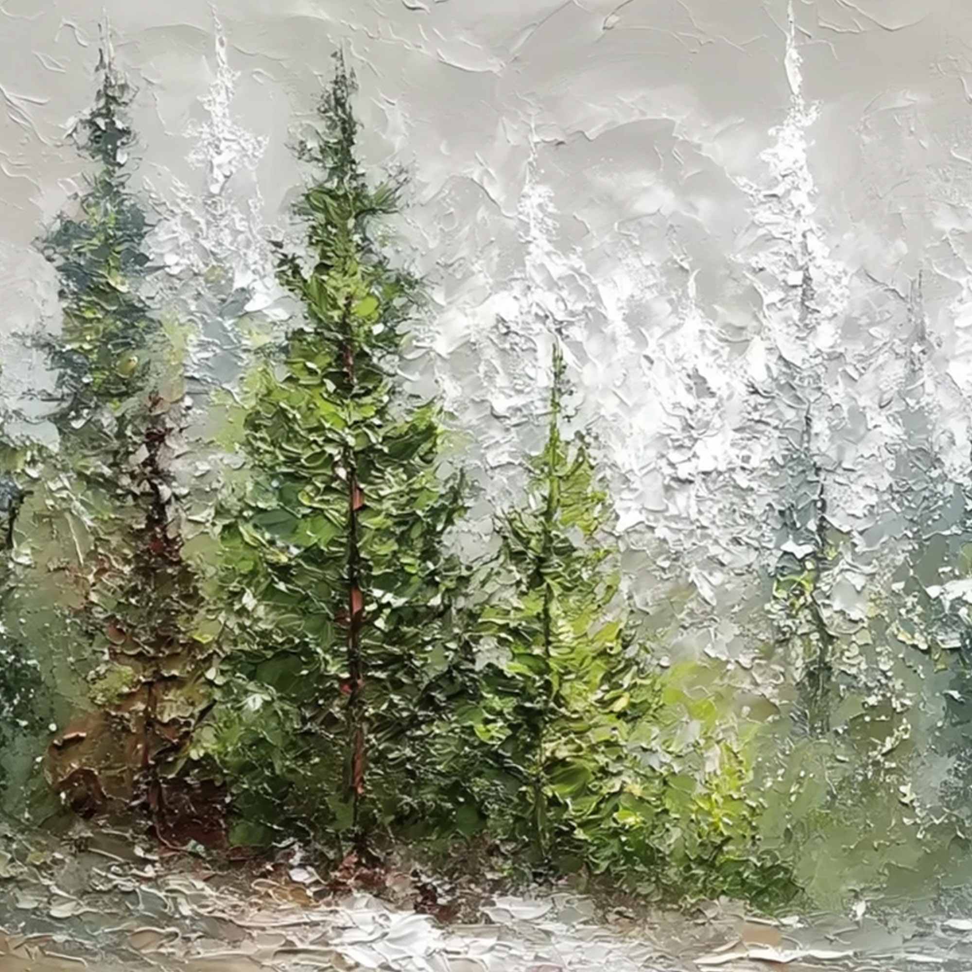 WHISPERS OF THE PINES: Textured Impasto Pine Forest Landscape Painting - Image 3