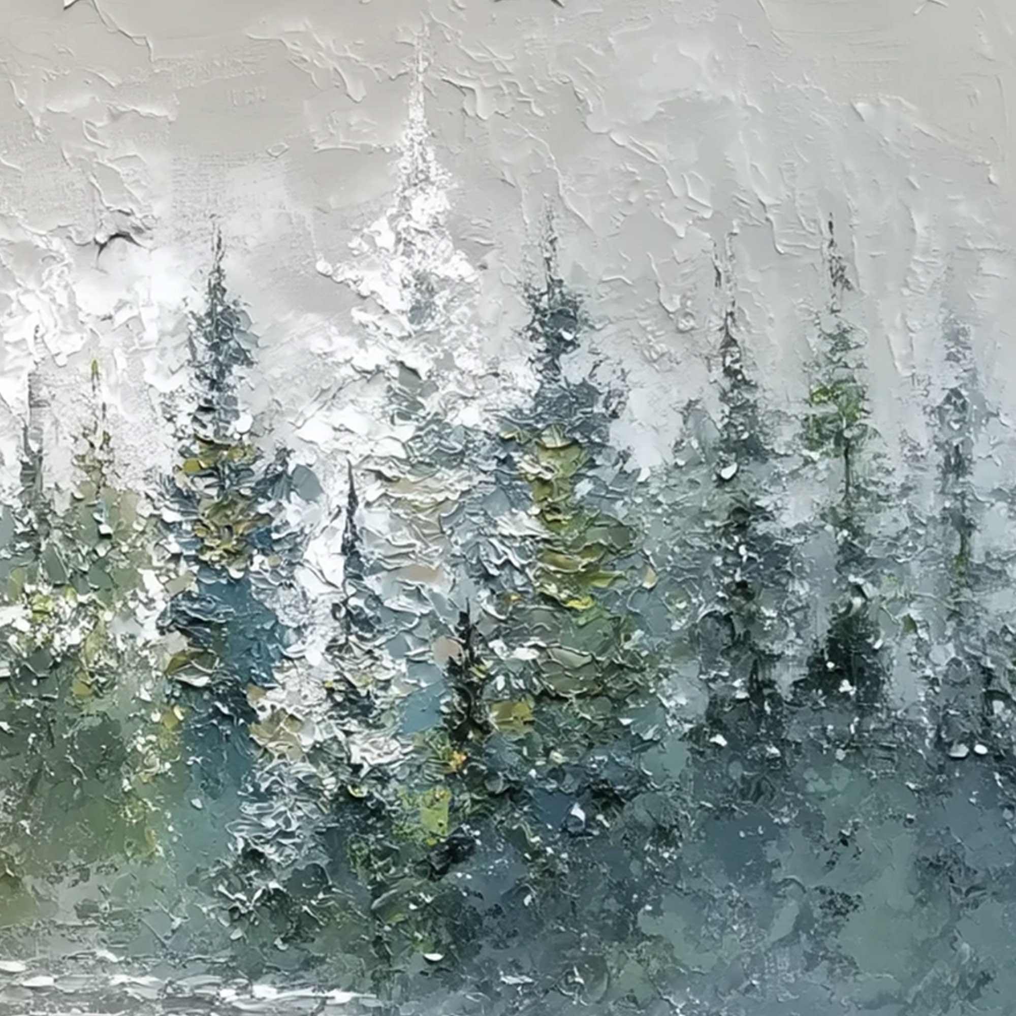 WHISPERS OF THE PINES: Textured Impasto Pine Forest Landscape Painting - Image 5