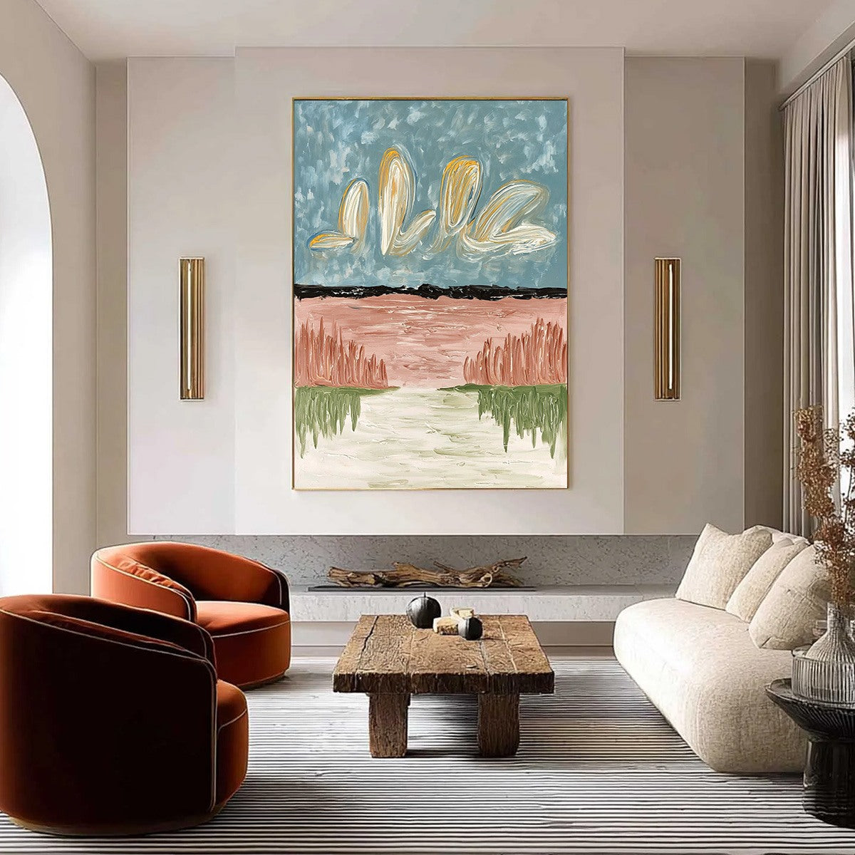 WHISPERS ON THE WATER: Textured Abstract Vertical Landscape Painting - Image 2