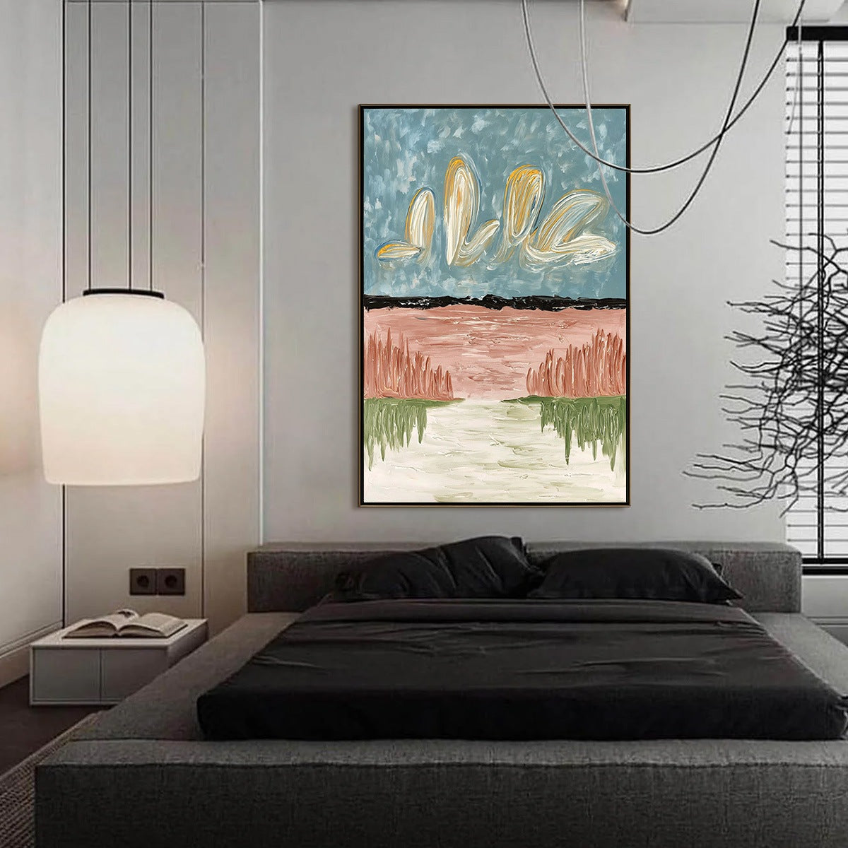 WHISPERS ON THE WATER: Textured Abstract Vertical Landscape Painting - Image 4