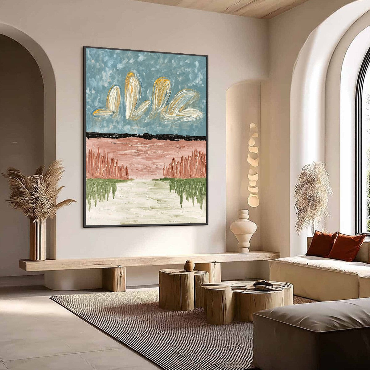 WHISPERS ON THE WATER: Textured Abstract Vertical Landscape Painting - Image 7