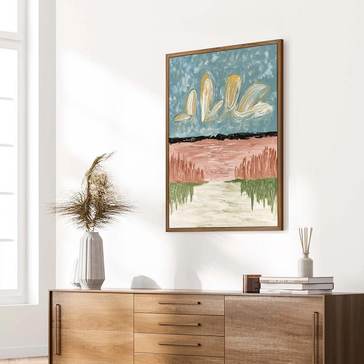 WHISPERS ON THE WATER: Textured Abstract Vertical Landscape Painting - Image 8