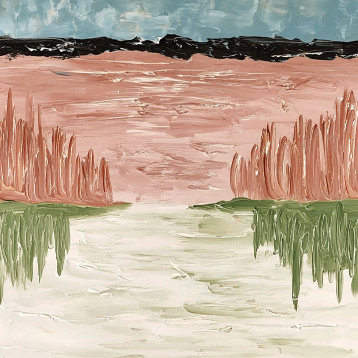 WHISPERS ON THE WATER: Textured Abstract Vertical Landscape Painting - Image 5
