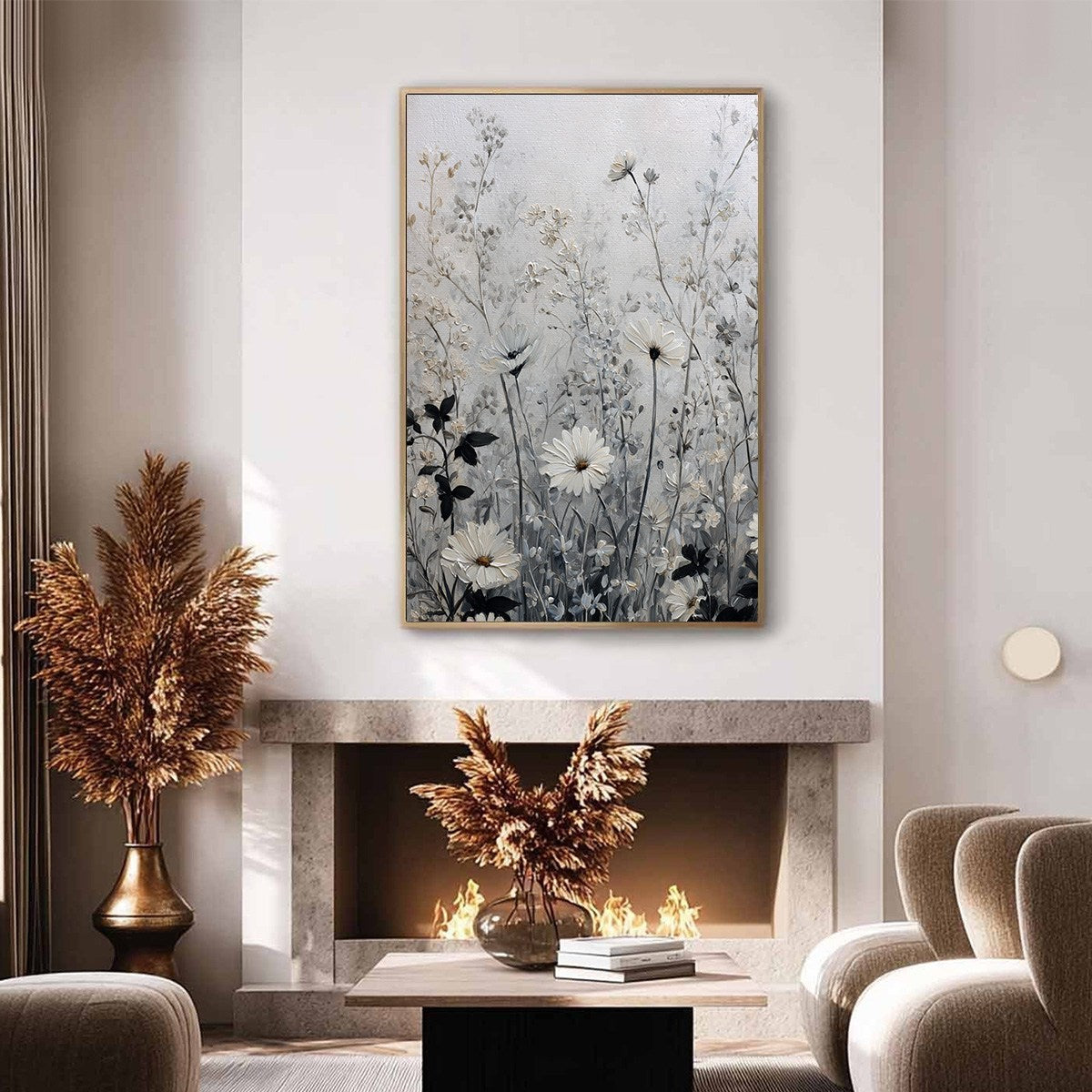 WHISPERS IN THE MEADOW: Textured Neutral Floral Meadow Painting - Image 6