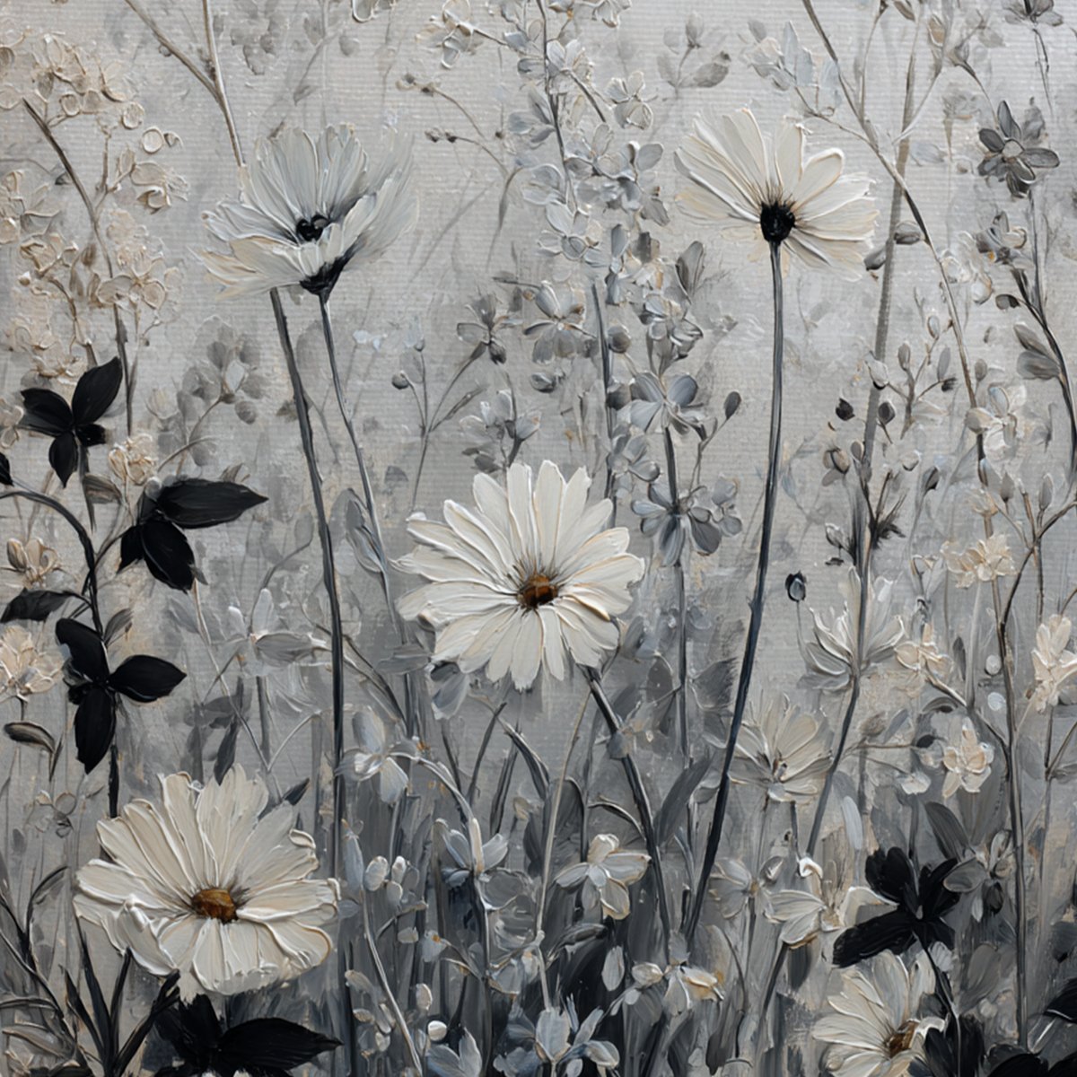 WHISPERS IN THE MEADOW: Textured Neutral Floral Meadow Painting - Image 3