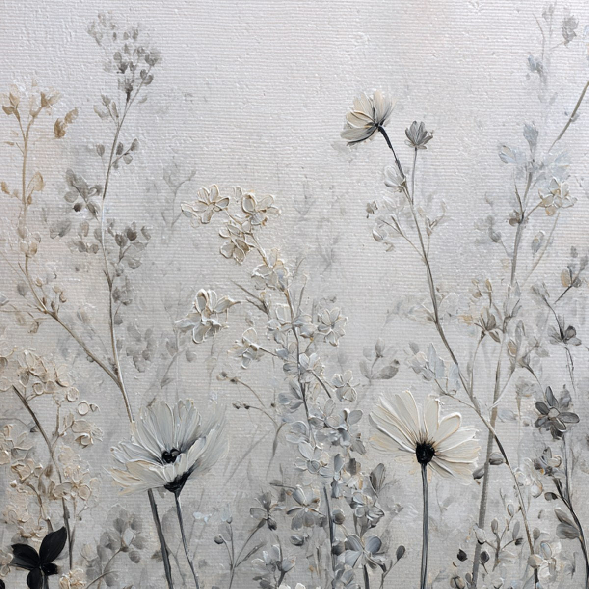 WHISPERS IN THE MEADOW: Textured Neutral Floral Meadow Painting - Image 5