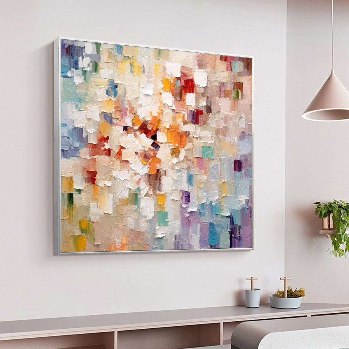 WHISPERS OF LIGHT: Textured Abstract Oil Painting - Image 5