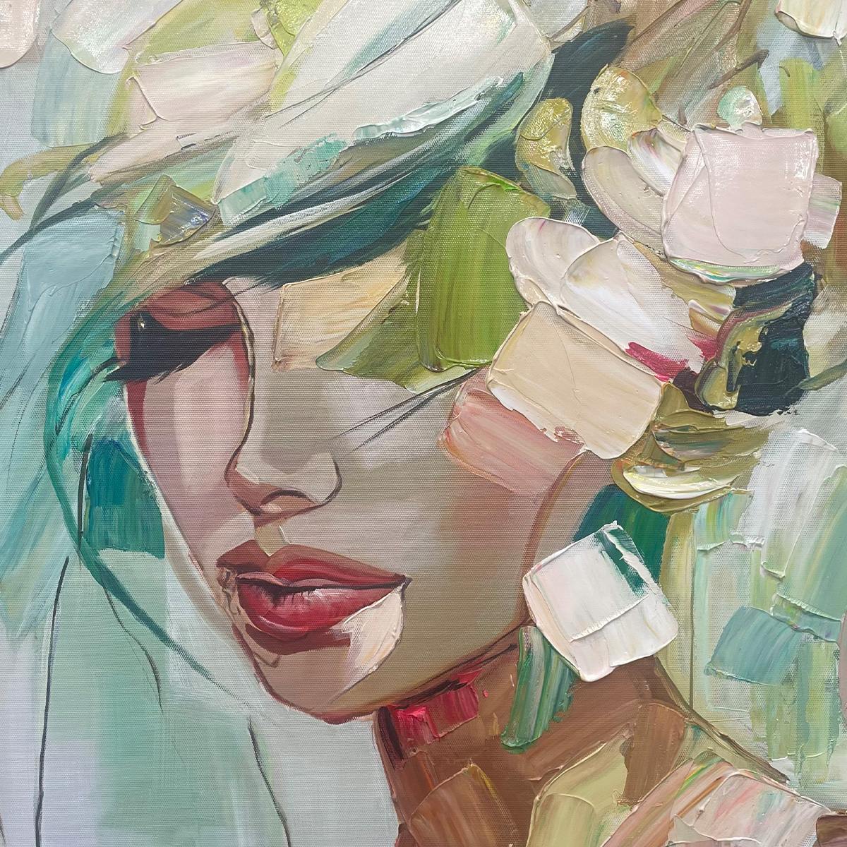 WHISPERS OF SPRING: Impressionistic Floral Portrait Oil Painting - Image 4