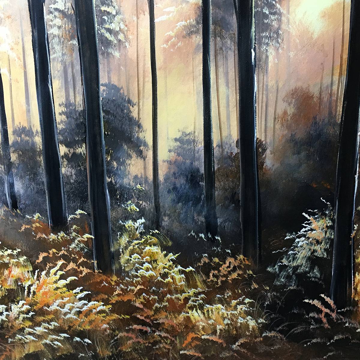 WHISPERS OF THE WOODS: Panoramic Forest Path Oil Painting - Image 3