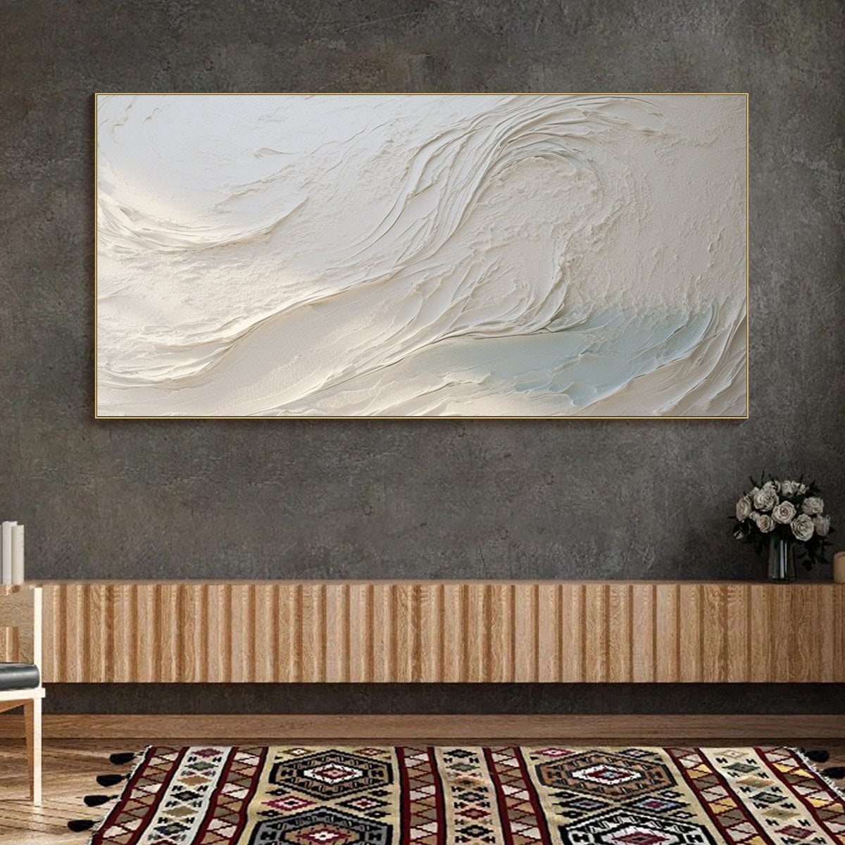 WHISPERS OF WHITE: Textured Minimalist Oil Painting - Image 7