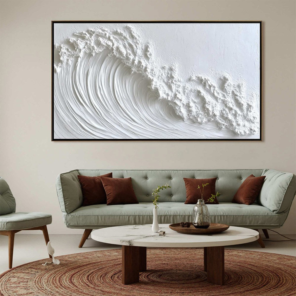 WHITE CREST: Textured Impasto Seascape Oil Painting - Image 2