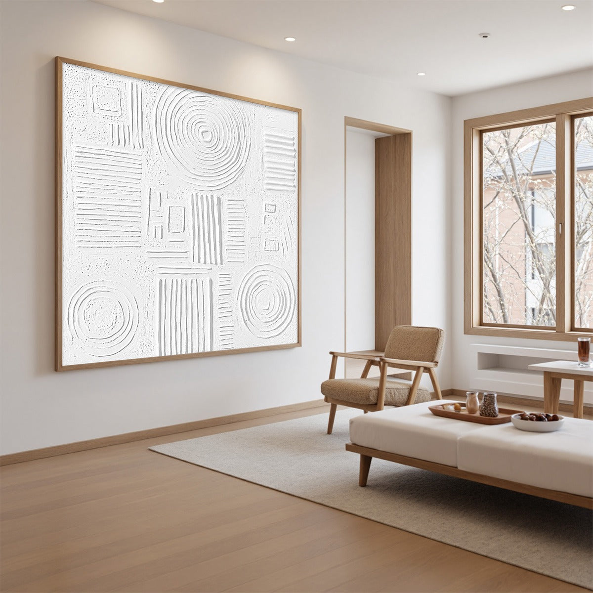 WHITE TEXTURE Minimalist Textured Abstract Oil Painting - Image 3