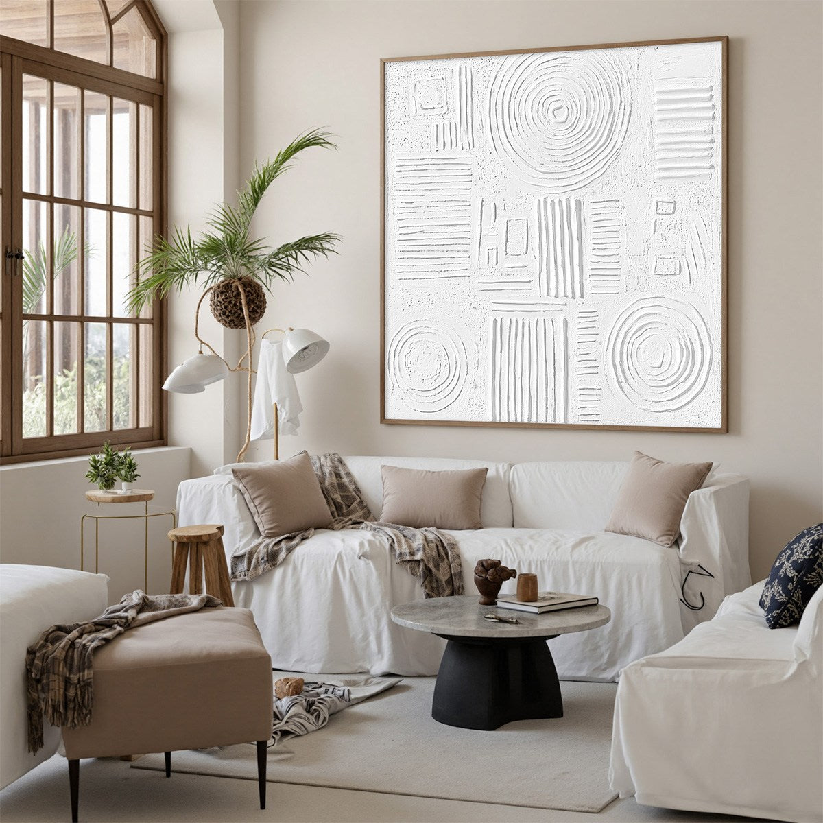WHITE TEXTURE Minimalist Textured Abstract Oil Painting - Image 5