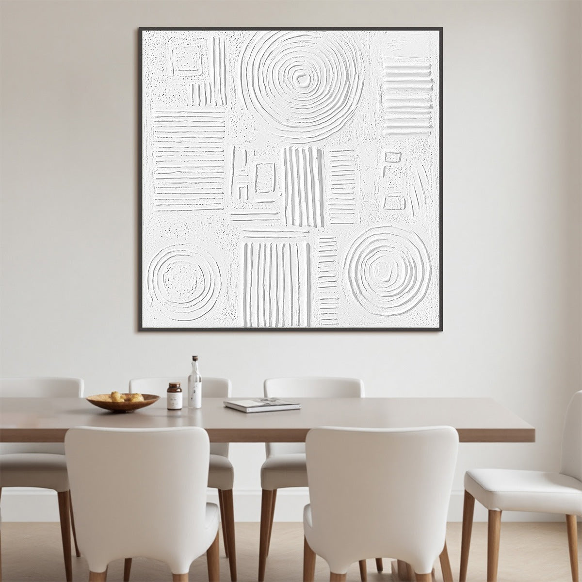 WHITE TEXTURE Minimalist Textured Abstract Oil Painting - Image 2