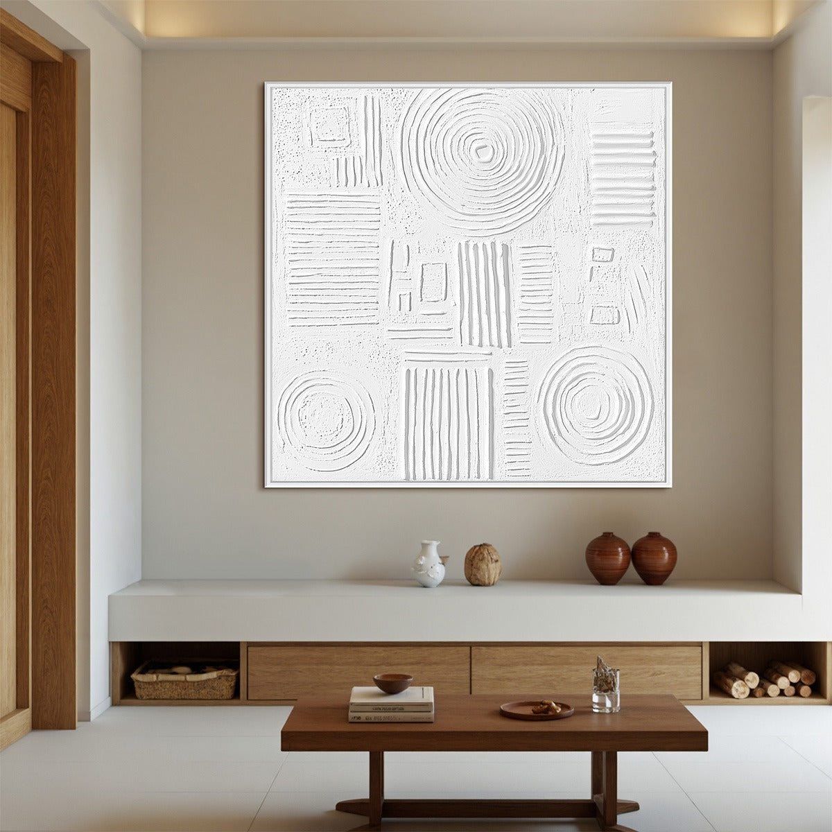 WHITE TEXTURE Minimalist Textured Abstract Oil Painting - Image 4