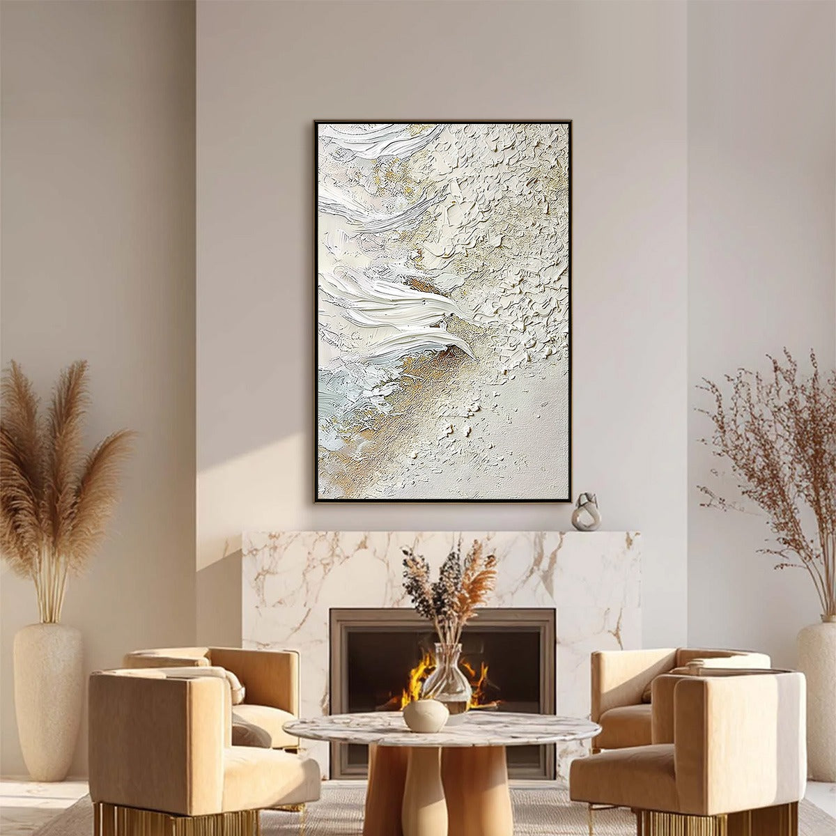 WHITEWATER WHISPER: Textured Wabi Sabi Abstract Seascape Painting - Image 2