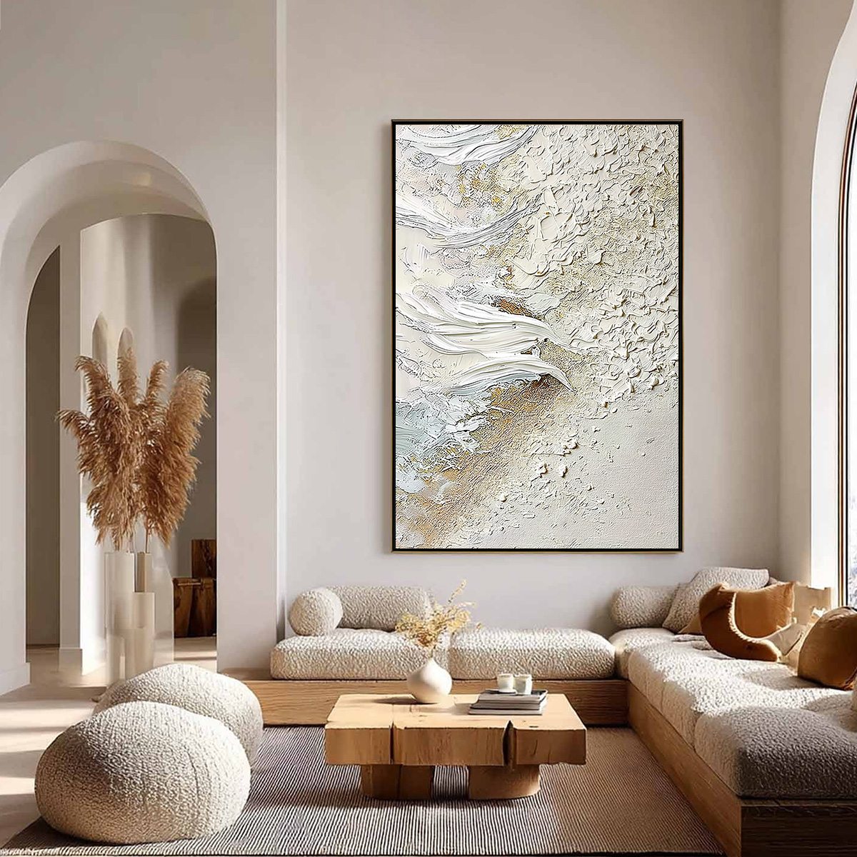 WHITEWATER WHISPER: Textured Wabi Sabi Abstract Seascape Painting - Image 4