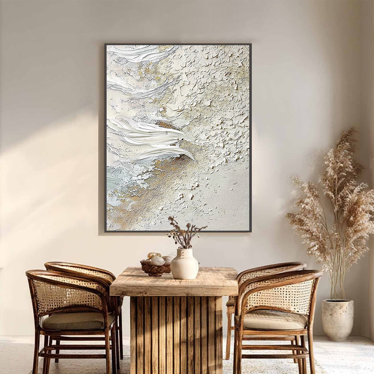 WHITEWATER WHISPER: Textured Wabi Sabi Abstract Seascape Painting - Image 6